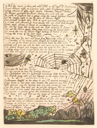 Europe. A Prophecy, Plate 14, And the Clouds and Fires (Bentley 15) by William Blake